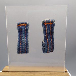 Vintage Handmade Denim Beltloop Earrings Unique Gift Fun Retro Stud Post Upcycle